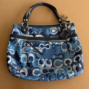 Coach Navy and Light Blue Shoulder Bag